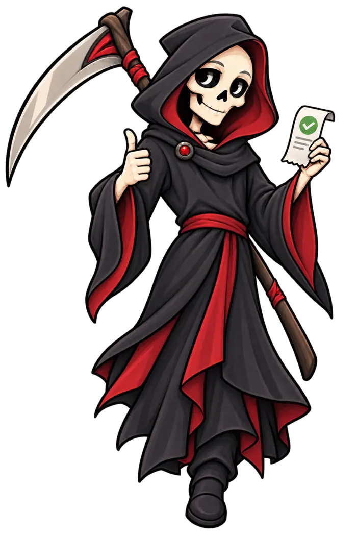 Empty Chair Reaper celebrating a paid booking